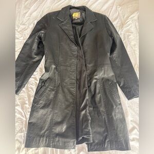 Women's Black Leather Coat